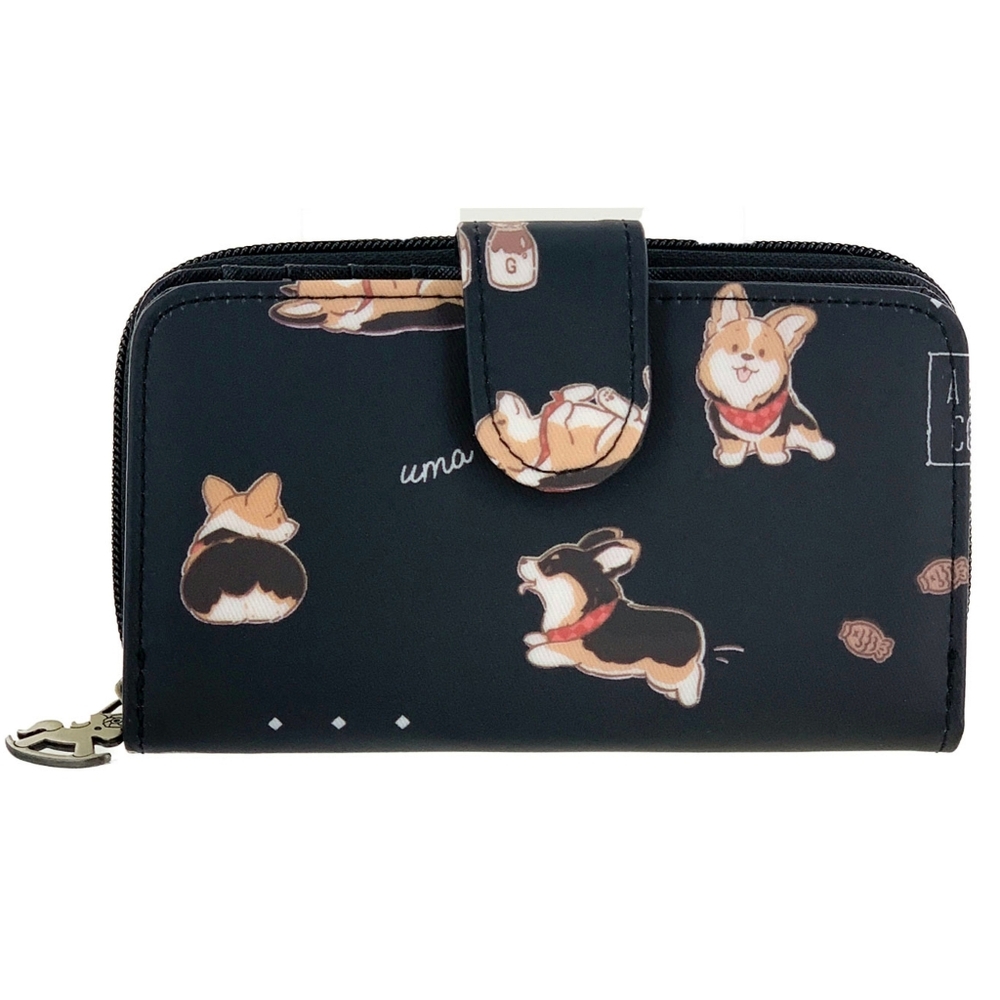 Waterproof Tricolor Corgi Medium Snap Fold Wallet Purse Coin Pouch
